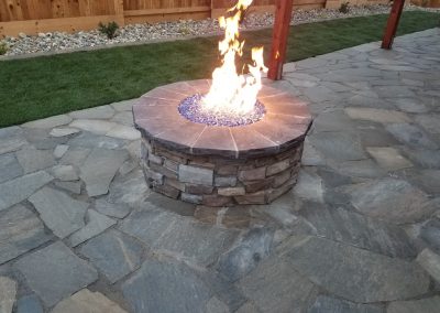 landscaping FIRE PIT WITH YELLOW GLASS STONE